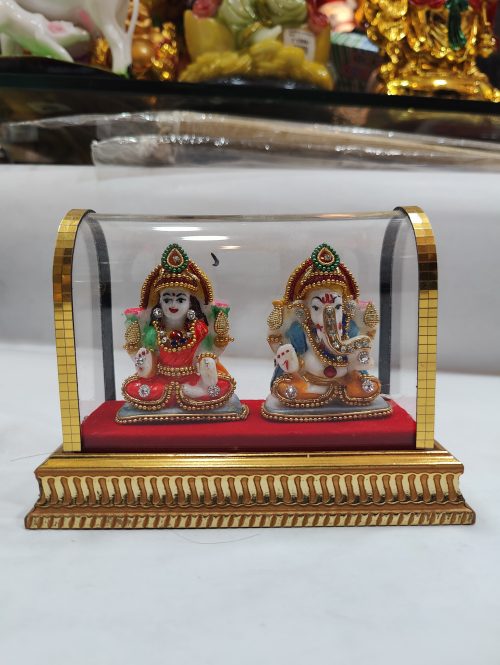 Ganesh Laxmi in Glass Box Showpiece