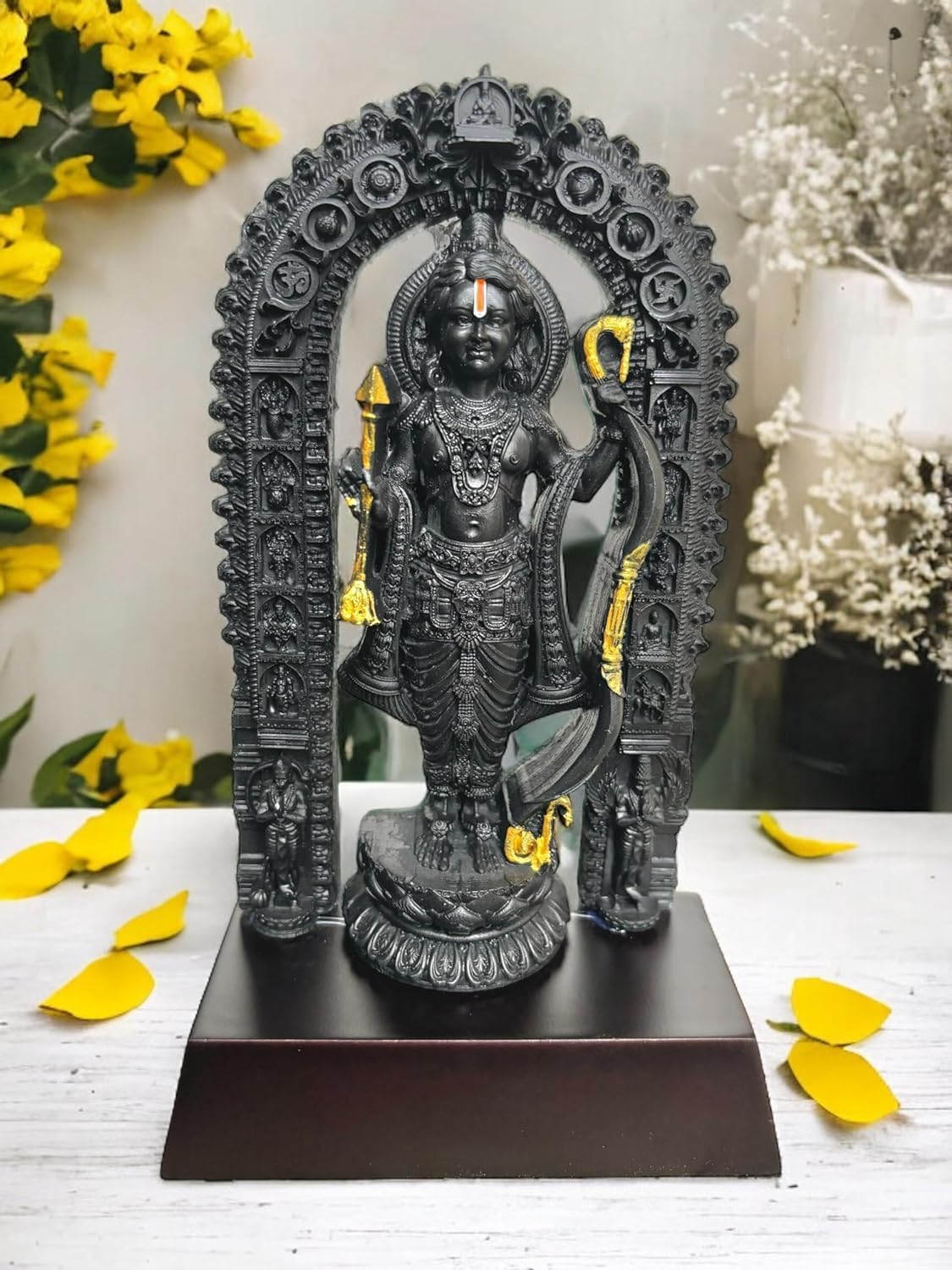 Shri Ram Lalla Ornamented Resin - Black
